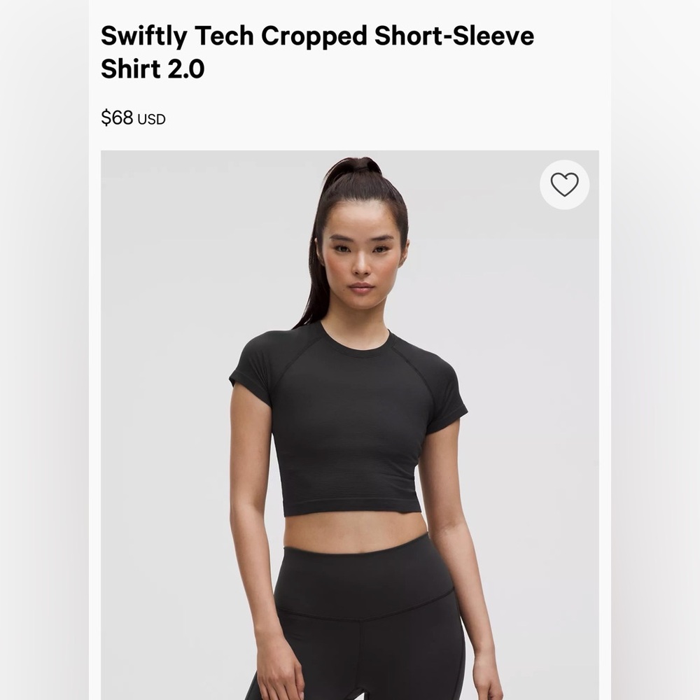 Lulu Lemon Swiftly Tech Cropped Short-Sleeve Shirt 2.0